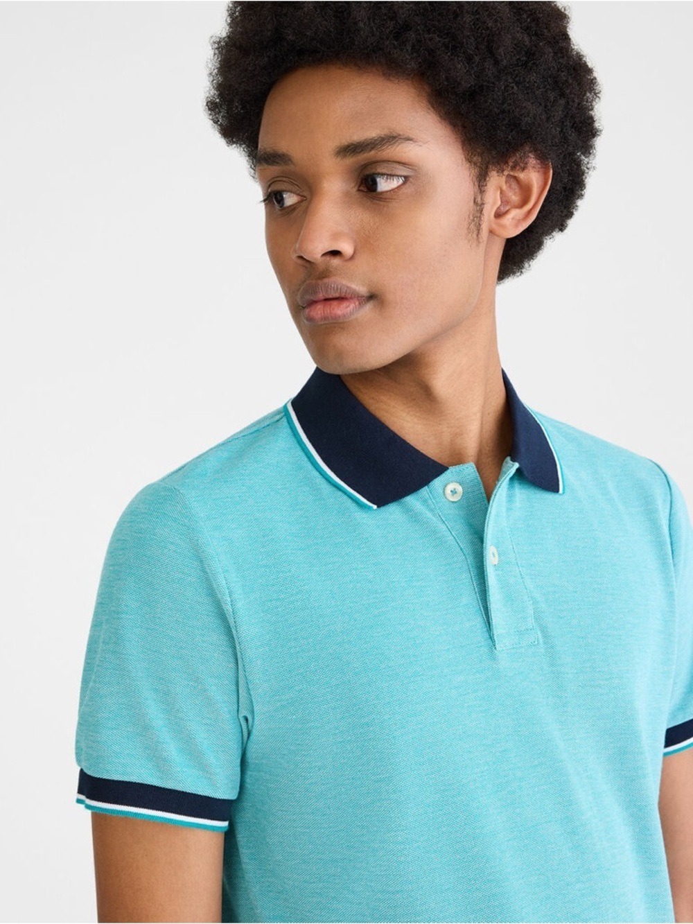 Aeropostale Men's Aqua Polo with Navy Contrast